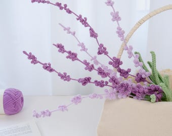 Lavendelbloem gehaakt pdf-patroon, hoe bloem voor boeket te haken, lavendelboeket amigurumi Engels patroon, gehaakte bloem voor cadeau
