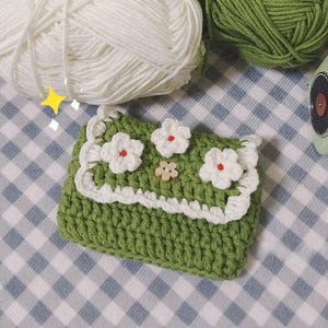 Crochet Flower Wallet PDF English Pattern, Easy Crochet Wallet, Crochet Clutch Mini Bag Pattern, No sew Crochet Wrist Bag