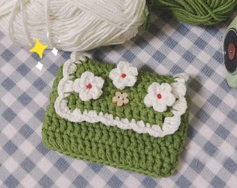 Crochet Flower Wallet PDF English Pattern, Easy Crochet Wallet, Crochet Clutch Mini Bag Pattern, No sew Crochet Wrist Bag