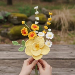 Crochet Lily Flower Bouquet PDF Pattern, Bundle 5in1 Flowers Decorative Vase Pattern, Handmade Bouquet Gift, DIY Amigurumi Daisy Flower image 3
