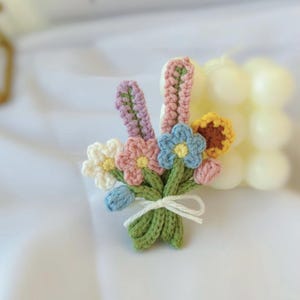 Mini Blumenstrauß PDF Englisch Häkelanleitung, 4 Arten von Mini-Blumen Häkelanleitung für Mini Blumenstrauß Englisch Anleitung, häkeln niedliche Blume Geschenk