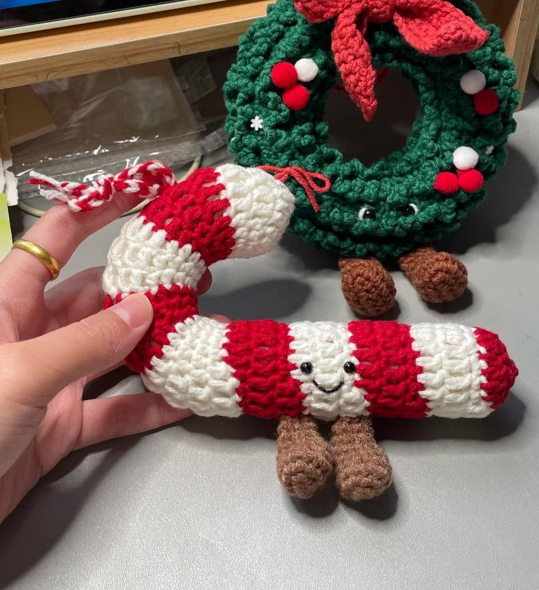 Cute Christmas Candy Cane Crochet PDF Pattern - Xmas Tree Decor ...