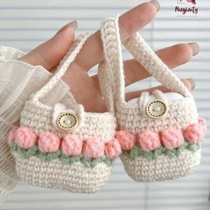 MOTIF UNIQUEMENT : sac à fleurs au crochet, petite pochette au crochet, modèle de sac à main tulipe au crochet