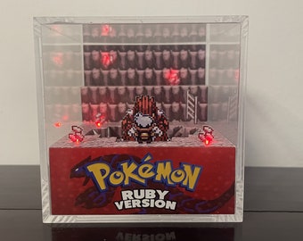 Pokemon Ruby Groundon LED 3D Diorama Cube pokemon gift art gifts fanart diorama artwork display decor figurine toy figure box cube gifts fan