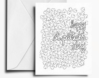 Printable Coloring St. Patrick's Day Craft Greeting Card, Shamrock Teacher Instant Download