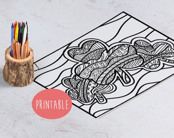 Printable Coloring Page St. Patrick's Day Craft, Zentangle Shamrock Adult Coloring Instant Download