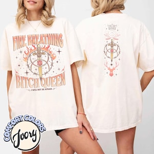 Feuerherz TOG 2-seitiges Fan Merch Comfort Farben Shirt, Aelin Galathynius Feuerherz T-Shirt, Zu was auch immer Ende Bücherwurm Geschenk, Fantasy Bekleidung