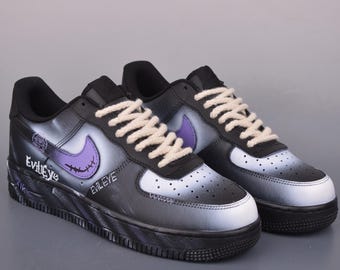 Custom Dark Purple Evil Eye AF1 | Hand-Painted Air Force 1 | Gothic Streetwear Sneakers