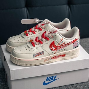 Custom AF1 sneakers, custom Air Force 1 shoes, handmade, cartoon, hust be crazy, graffiti