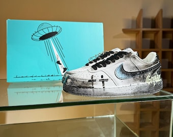 Custom sneakers, custom COURT VISION 1 LOW shoes, Phantom cross, pendant, dark, gothic style