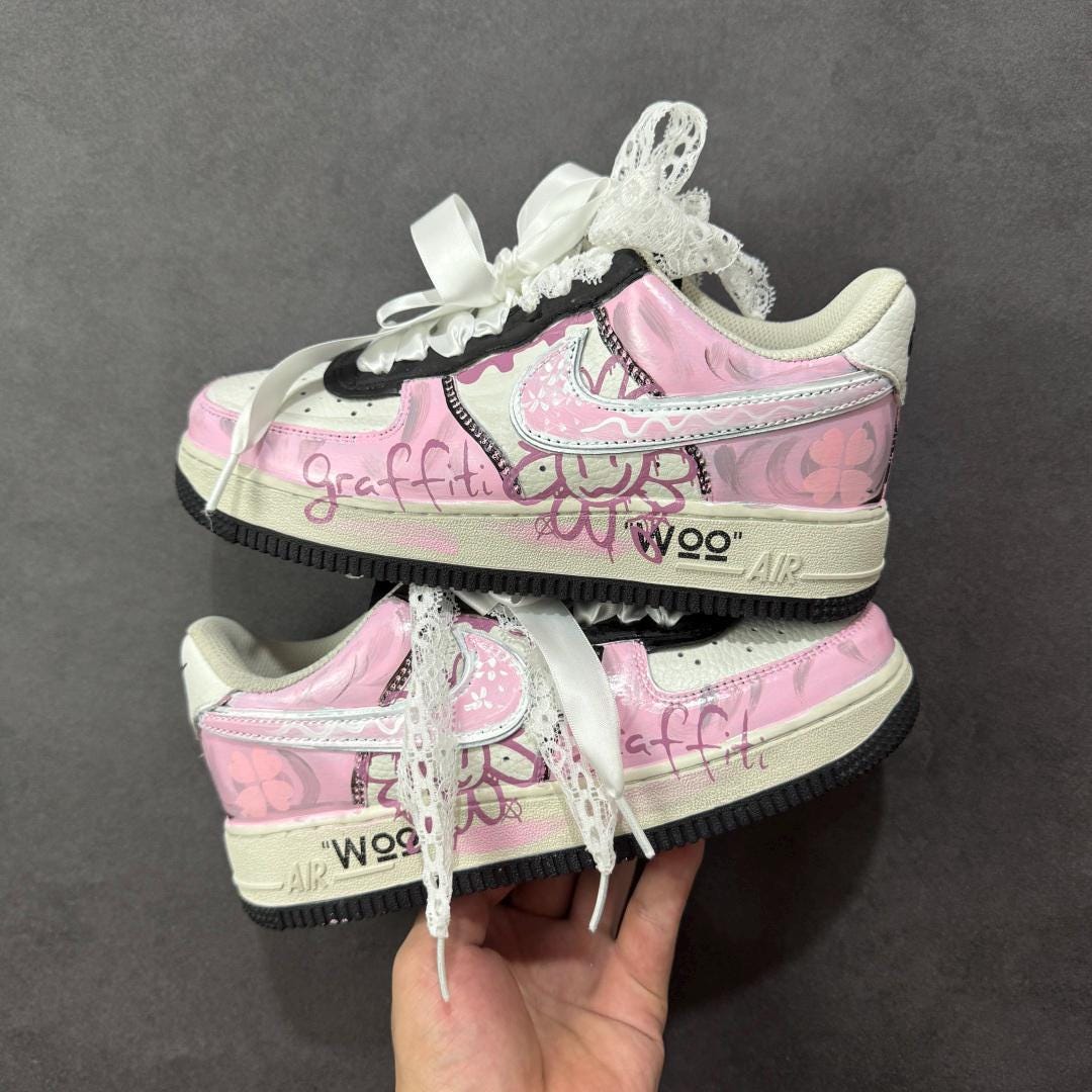 Pink Lil Peep Air Forces Custom AF1 Sneakers, Custom Air Force