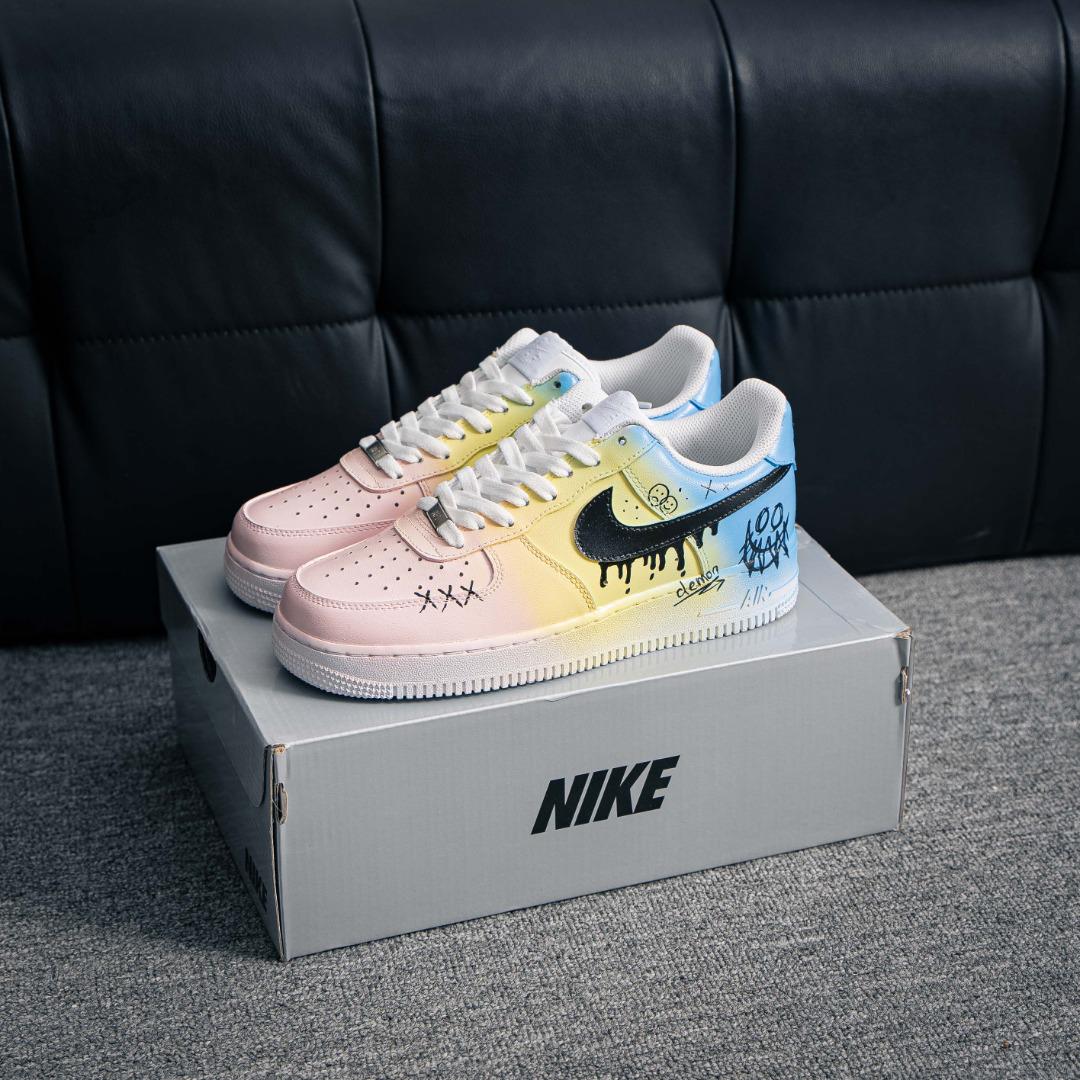 pink air forces with smiley face