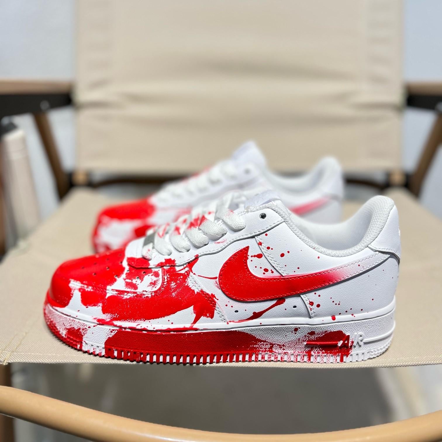 Custom AF1 Sneakers Custom Air Force 1 Shoes Hand painted Sneakers murder Scene Spray Painting Splashing Ink Etsy Canada