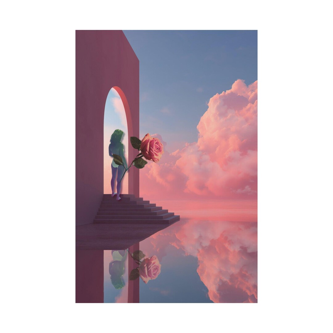 Surreal Rose and Cloud Dreamcore Collage Art | Dreamy 80s Pastel Pink ...