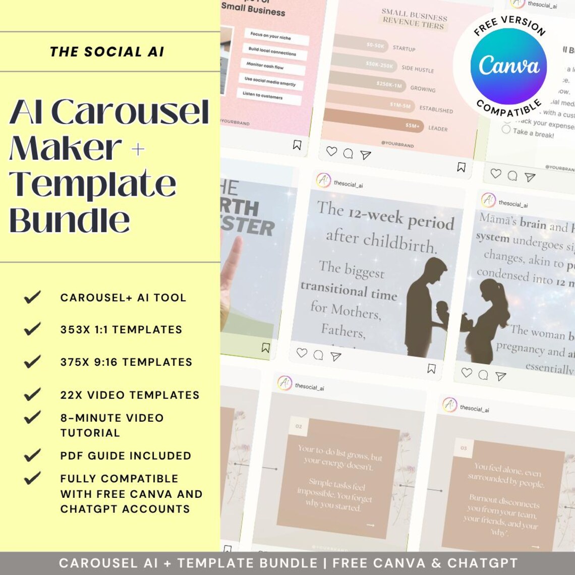 750+ Canva Instagram Carousel Templates | AI Content Builder (PDF) - Etsy