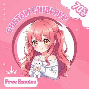 Custom Chibi Portrait: Kawaii Anime Style Profile Icon (Digital File PNG+JPG+PSD)