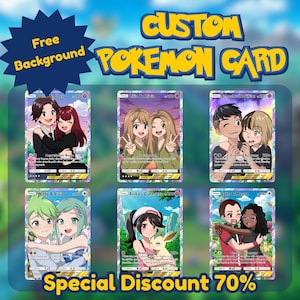 Retrato de cartão de treinador POKE personalizado - Pôster de anime personalizado - Presente de aniversário para o dia dos pais - Desenho animado engraçado K3