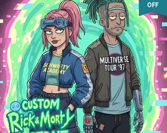 Custom Rick n Morty theme Portrait, Personalized gifts, Turn photos into Custom Artwork!