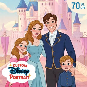 Retrato personalizado estilo Disney, retrato de Disney, retrato estilo Disney, retrato familiar, retrato de pareja, regalo personalizado, regalo de aniversario