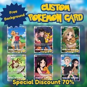 CUSTOM POKEMON CARD, Pokemon Card, Anime Portrait, Trading Card, Gift Birthday, pokemon Inspired, Poke Card,Poke Pet, Pokemon For Gifts