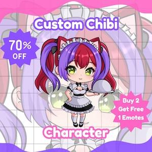 CUSTOM CHIBI Cute, Original Character Anime chibi Twitch, Chibi logo, Chibi art, Cartoon Chibi, Chibi Emotes, Fanart, Custom chibi kawaii