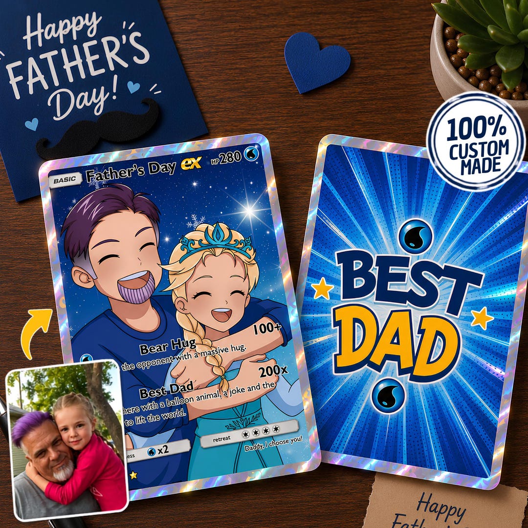 personalized pokemon card fathers day | Gift for Dad | Card Nestura Custom Funny Fathers Day