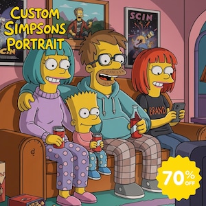 Personalized Simpsons family portrait, Personalized Simpsons portrait, Simpsons gift, Family Simpsons portrait, Custom Simpsons portrait