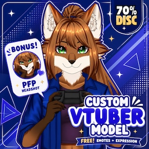 Custom Furry VTuber Model Commission | Anime Anthro Digital Avatar Design (Bust-Up)