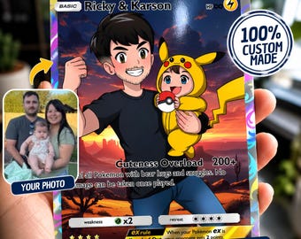 Gepersonaliseerde Pokemon-kaart van foto | Cadeau voor papa | Gepersonaliseerde gaming-ruilkaart