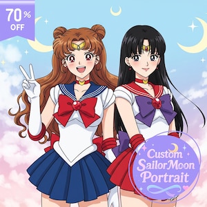 Custom Sailor Moon Inspired Portrait, Couple Anime Portrait, Family Anime Portrait,Manga Portrait, personalized anime drawing