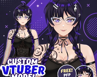 Custom Anime VTuber Model Commission | Bust-Up, Expressions, Emotes (PSD File)