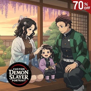 Personalized Demon Hunter Drawing | Anime Style Digital Portrait | Cute Anime Art for Couple | Unique Anime Gift | Mother's Day Gifts