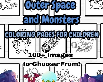 Outer Space & Monster Coloring Pages for Kids (Digital Download)
