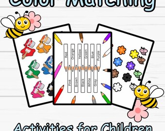 Color Matching Activity | Set of 3 | Learning Activities for Children | Instant Printable Digital Download |