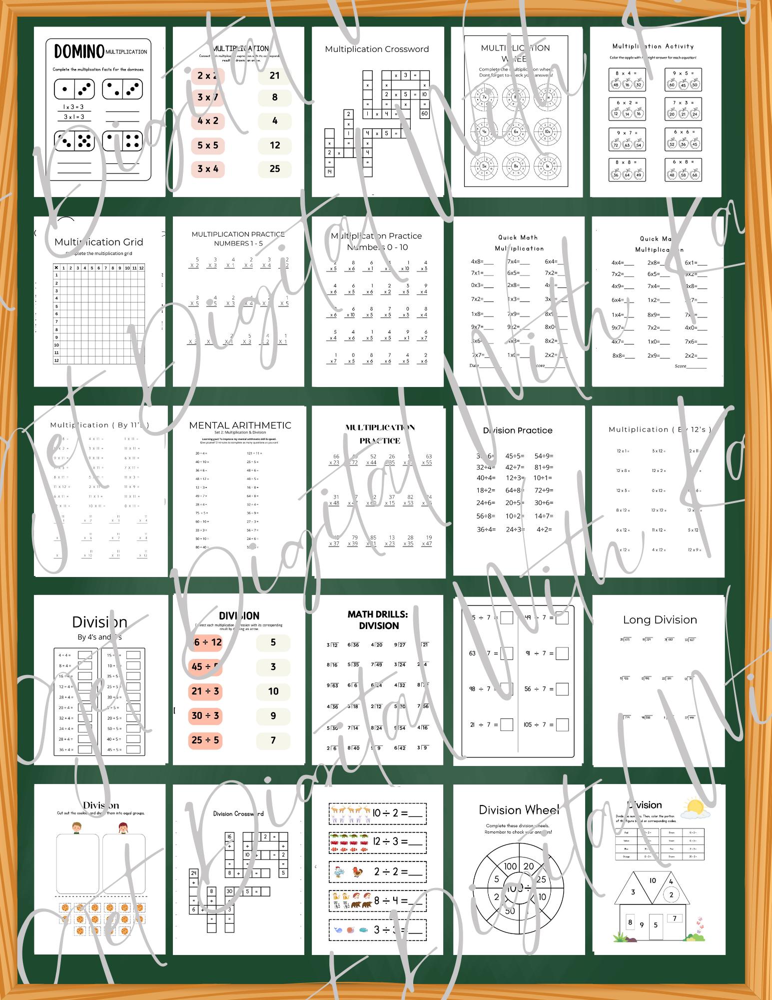 150+ Math Learning Worksheets: Addition, Subtraction, Multiplication ...