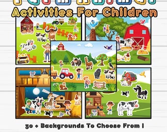 Farm Animal Activity: Printable Learning Backgrounds (Digital Download)