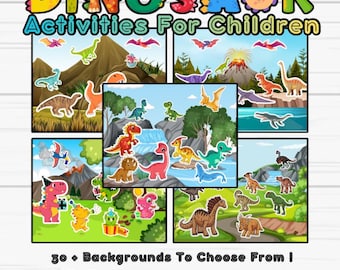 Dinosaur Activity: Printable Learning Backgrounds (Digital Download)