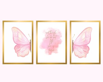 Butterfly Wings Girl's Room Print: Pink & Gold (Digital Download)