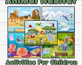 Animal Habitat Activity: Printable Learning Backgrounds (Digital Download)