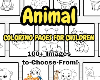 120+ Animal Coloring Pages for Children: Farm, Safari, Jungle (Digital Download)