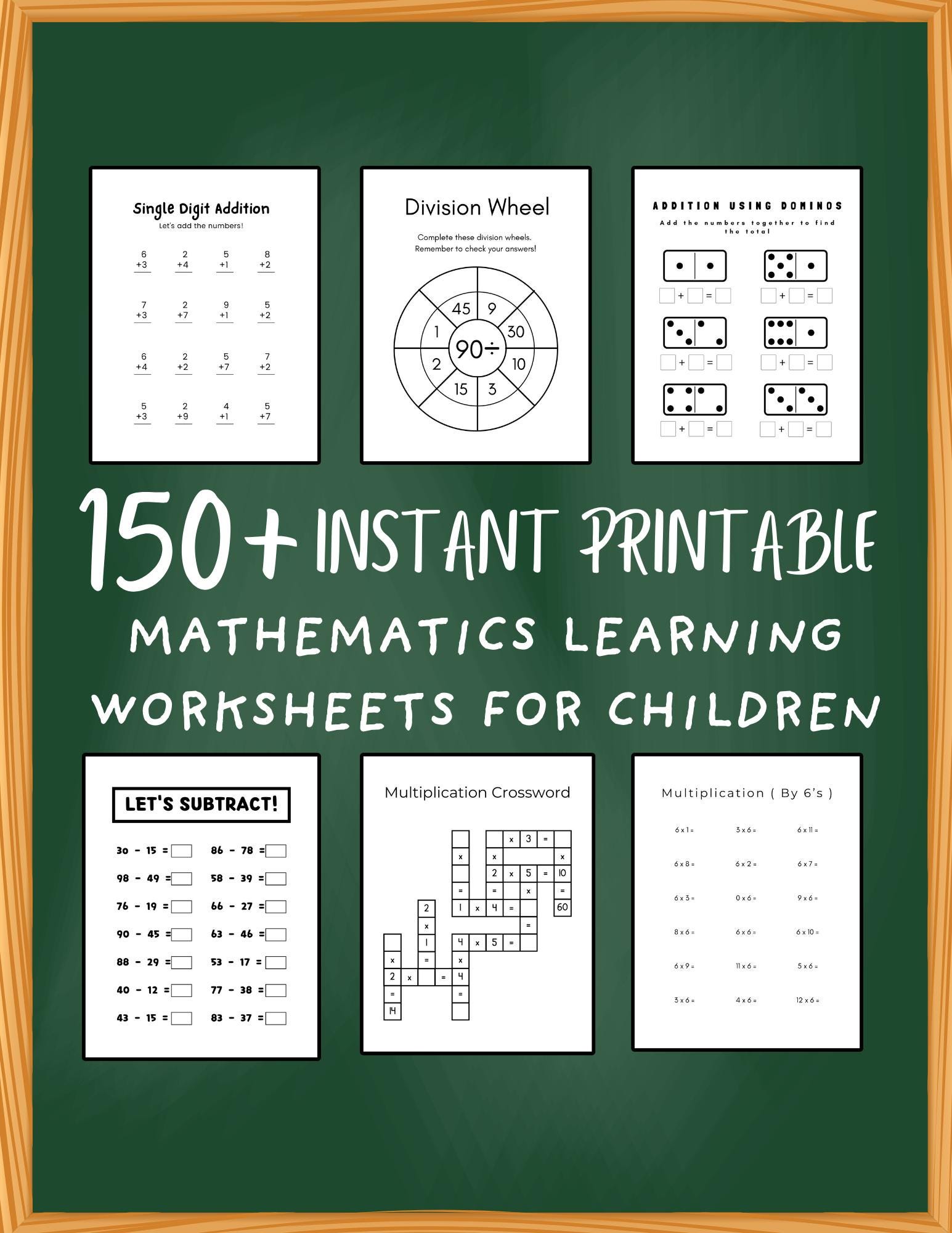 150+ Math Learning Worksheets: Addition, Subtraction, Multiplication ...