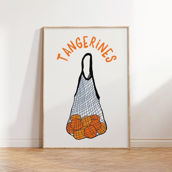 Tangerine print aesthetic kitchen decor retro poster trendy wall art kitchen print digital download printable wall art