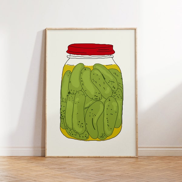 Pickle poster aesthetic kitchen decor retro print trendy wall art digital download printable wall art