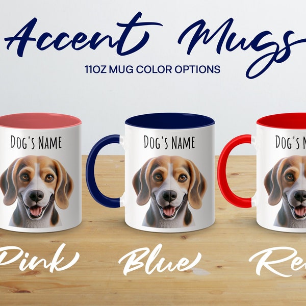 Personalized Dog Name Beagle Mug, Custom Pet Portrait Coffee Cup, Unique Gift for Dog Lovers, Animal-Themed Drinkware