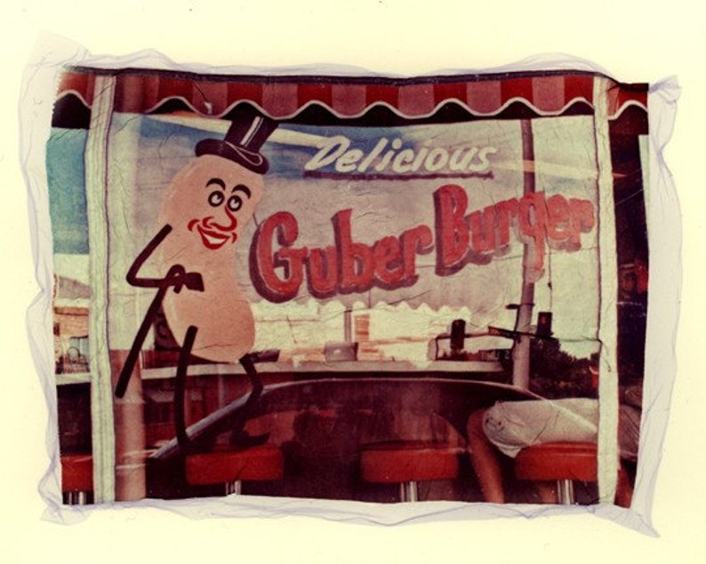 Wheel Inn Drive In Polaroid emulsion lift photograph Sedalia MO