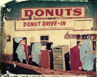 Fresh – Donut shop, Route 66, St. Louis, Polaroid transfer photograph