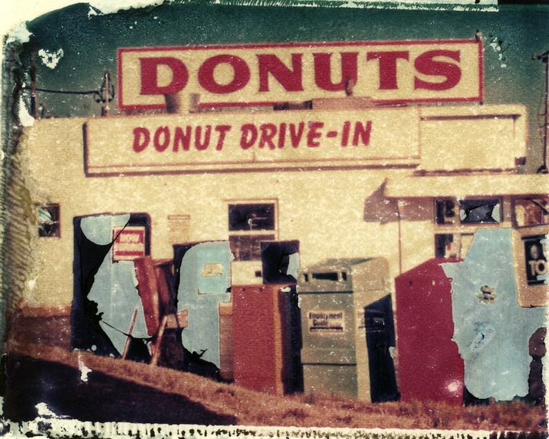 Fresh Donut shop, Route 66, St. Louis, Polaroid transfer photograph image 1