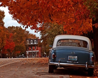 L. Square—matted photograph of vintage car in St. Louis