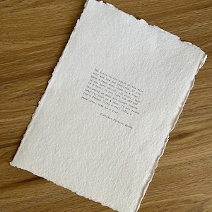 Custom Hand Typed Poem Print, Personalised Lyric or Quote, A4 Deckle Edge Cotton Paper, Vintage Typewriter Wall Art Gift
