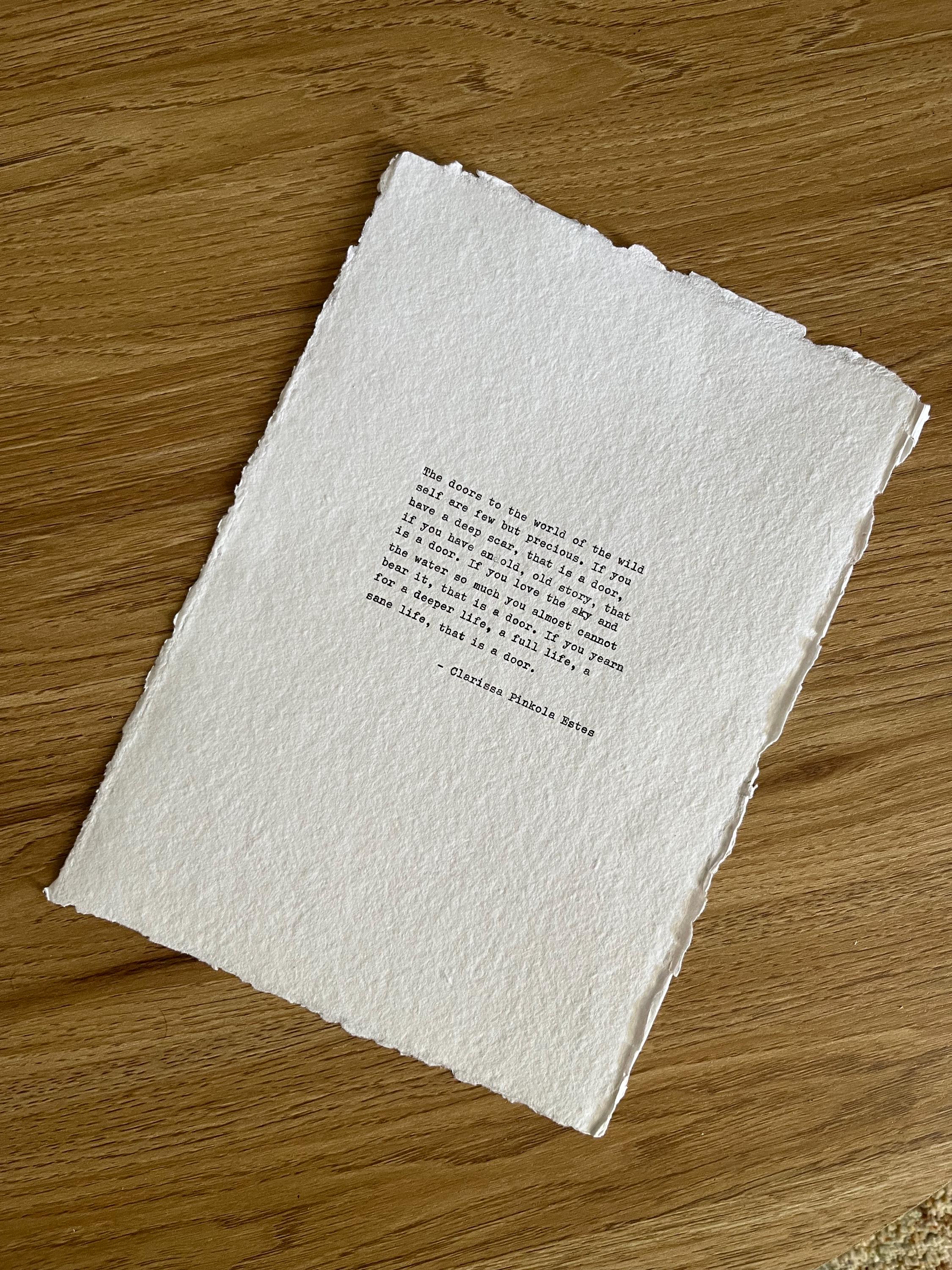 Custom Hand Typed Poem Print, Personalised Lyric or Quote, A4 Deckle Edge Cotton Paper, Vintage Typewriter Wall Art Gift